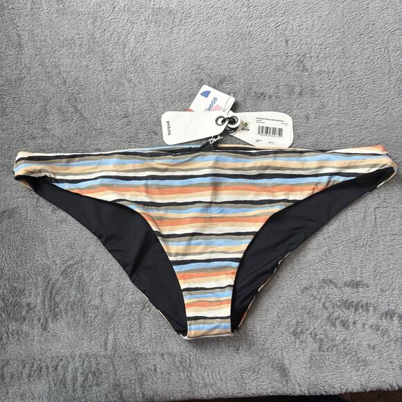 Prana Womens Swim Bottom XL Striped Gemma Reversible Bikini New - Picture 1 of 10